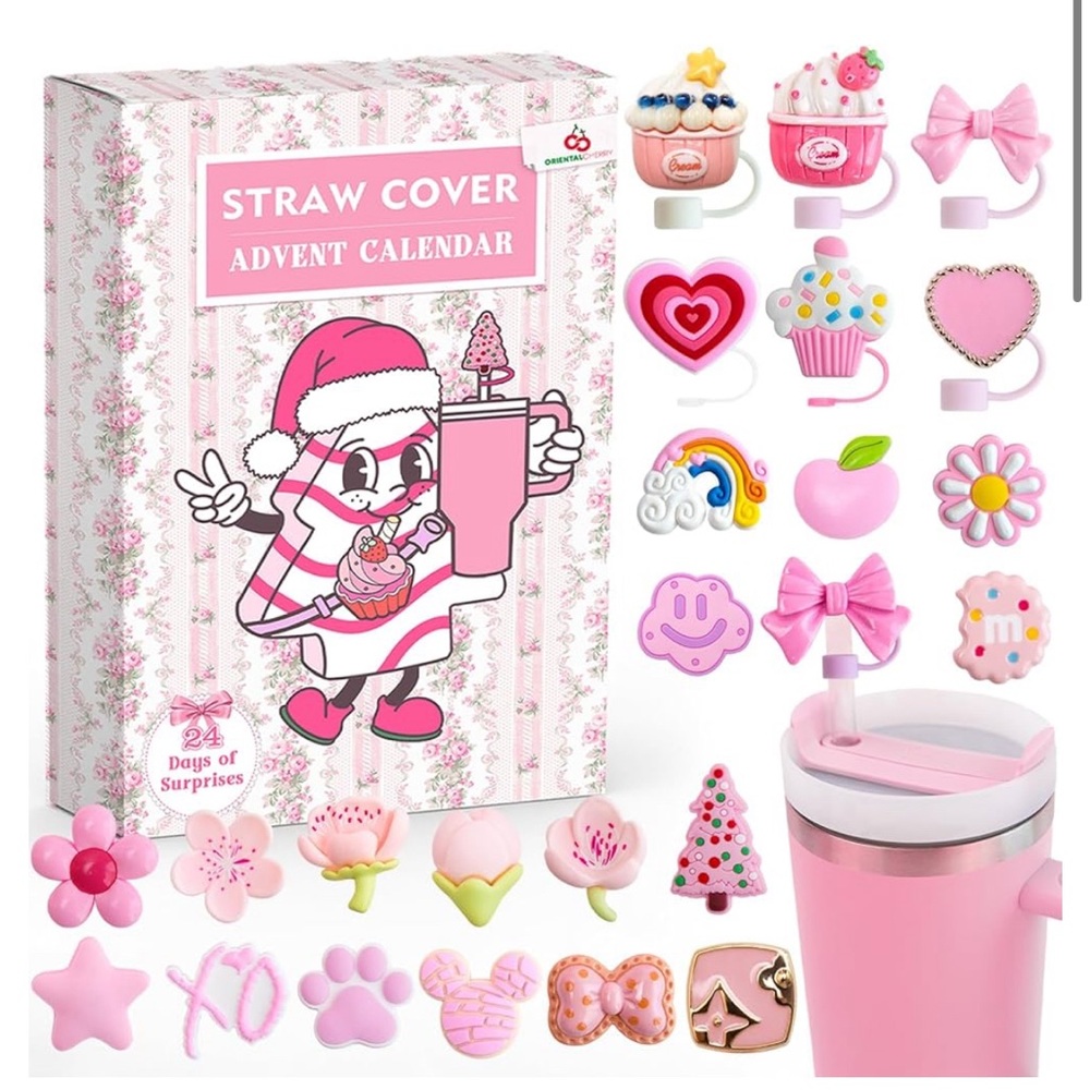 Advent Calendar 2024-24 Days of 10mm Straw Toppers for 30Oz and 40Oz Tumblers